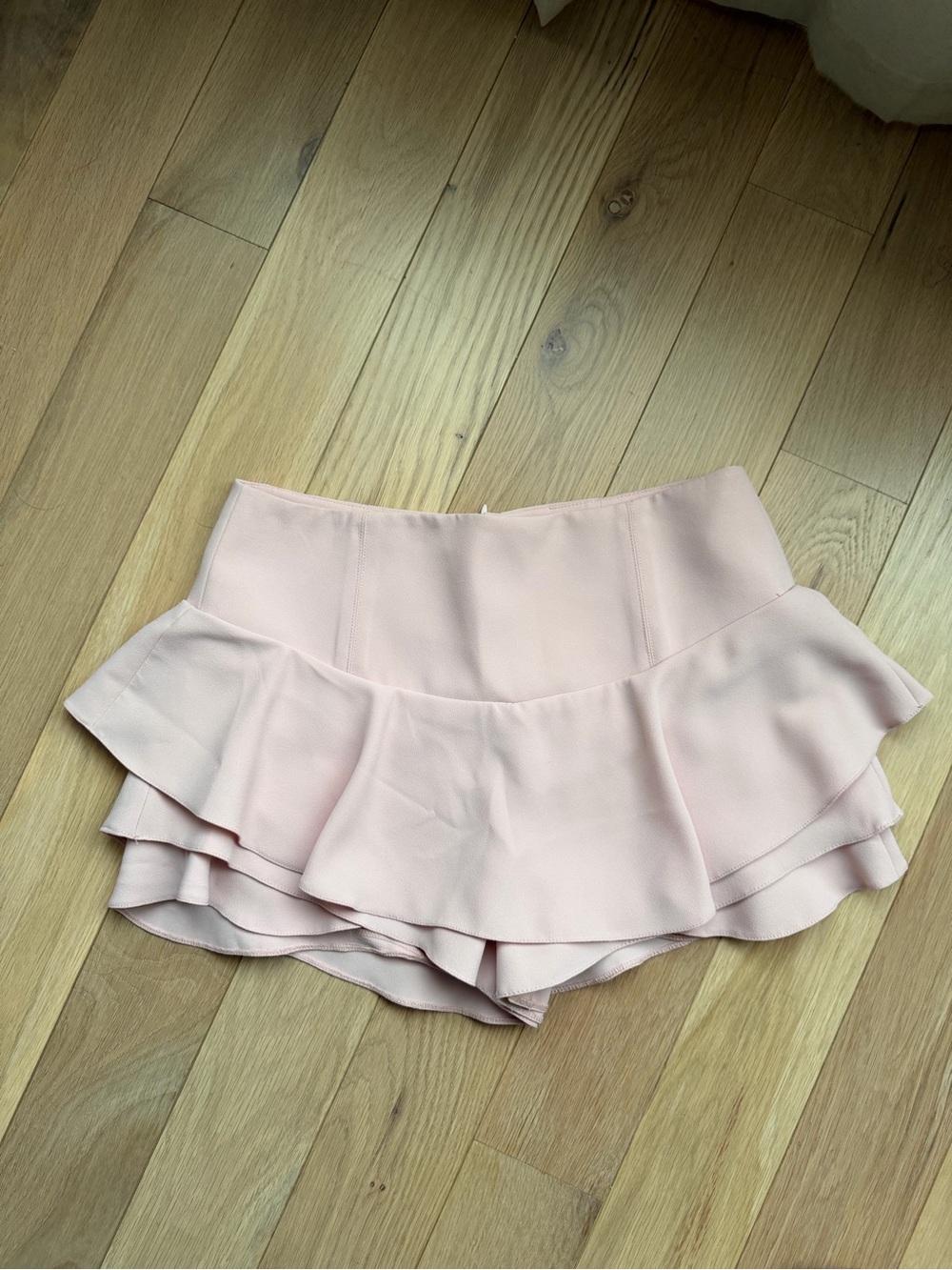 Zara Pale Pink Tiered Ruffle Mini Skort